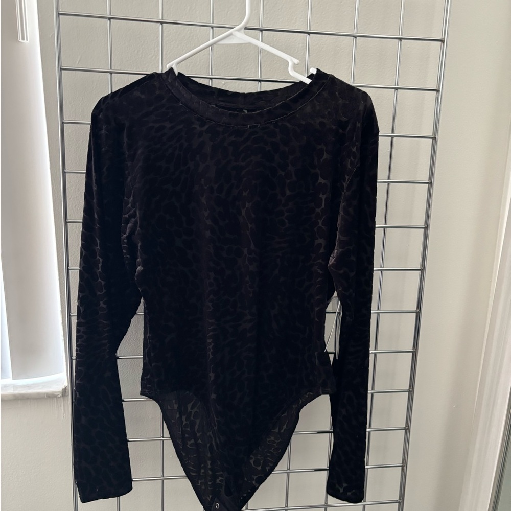 Good American Black Animal Print Bodysuit